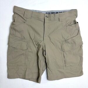 Duluth Trading Co Flex Dry on the Fly Cargo Shorts Mens 40 Khaki Tan 11" Outdoor